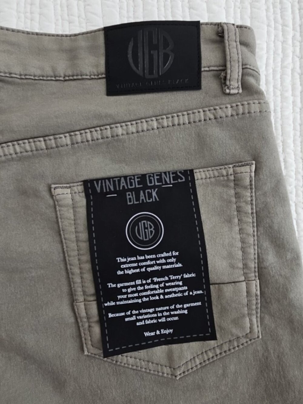 Vintage Genes Black Jeans Men's 36x30 Gray French Terry Denim Stretch NWT NEW - Picture 7 of 16